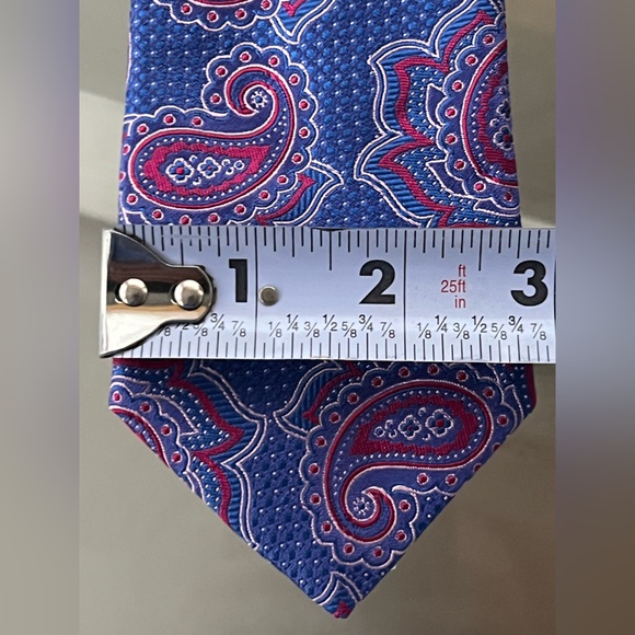 🆕👔NEW Blue & Magenta PAISLEY 100% Italian Silk Tie | TED BAKER LONDON - Picture 7 of 15